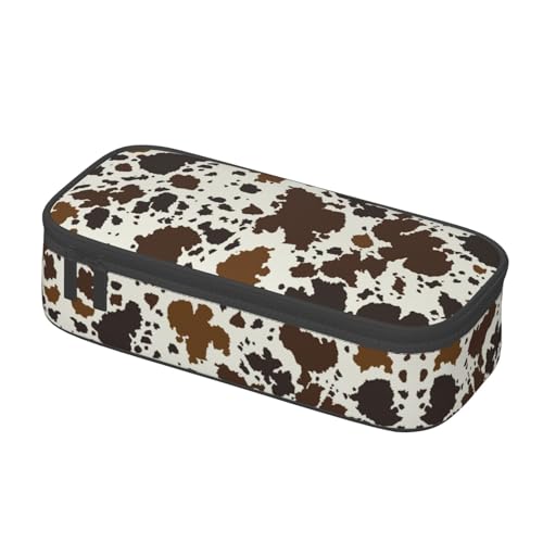 Image of Brown Cow Print Pencil Case Organizer Big Capacity Pencil Pouch Stationery With Zipper School Supplies Pencil Bag For Girls Boys Office, j56tsd
