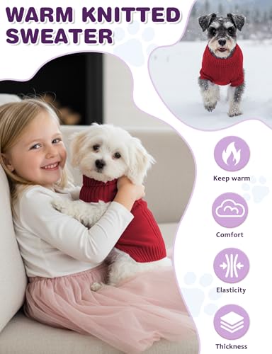Image of Dog Sweaters for Small Medium Large Dog, Classic Turtleneck Pet Clothes Warm Thermal Doggy Winter Coat, Thick Double Knitting Collar Pullover Cold Weather Puppy Jacket for Indoor & Outdoor Wear