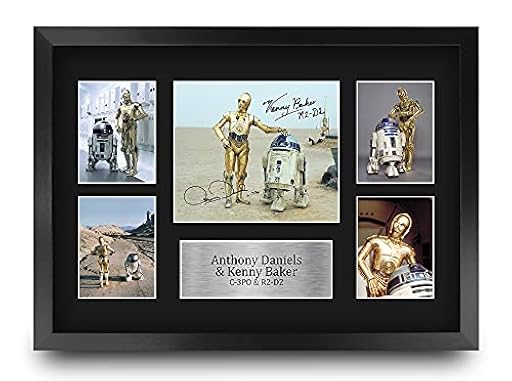 HWC Trading FR A3 Star Wars R2D2 & C3PO Los Regalos Imprimieron La Exhibición Firmada De La Presentación Del Autógrafo Para Los Fans De Los Recuerdos De La Película - A3 Enmarcado | Ya disponible en tu tienda friki favorita! En mundofriki.es!