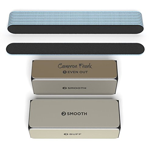 100/180 10 pack Nail File / Emery Board with 2 Piece Buffer Block Set - For Smooth & Shiny Nails - Home or Professional Manicure / Pedicure Kit