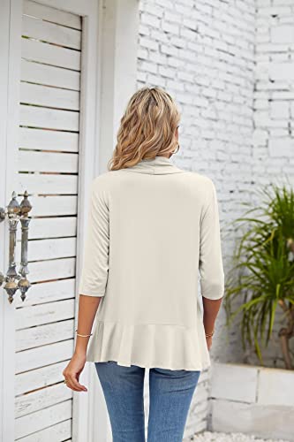 Famulily Cardigans for Women, 3/4 Sleeves Casual Lightweight Soft Open Cardigan for Summer (M, Beige) - Image 6
