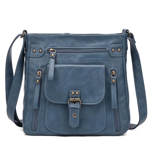 Image of Crossbody Bags for Women Medium PU Leather Multi Pocket Shoulder Purses