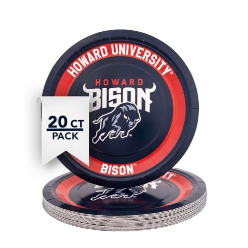 Desert Cactus Howard University Paper Plates HU Bison 20 Count 9 inch Round PlatesDecoration for Tailgates, Graduation, Party and Game Day (Design A)