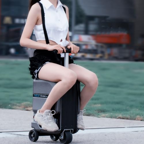 SE3miniT 26L Smart Riding Suitcase with 2xBatteries, Motorized Luggage for Adults, Removable Battery,Aluminum Alloy Rod,USB Charging Port,Smart App,3-Speed,Load 110kg,Black4