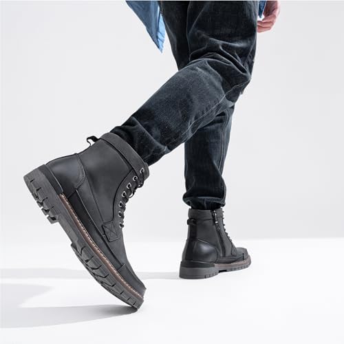Image of Jousen Mens Boots Casual Motorcycle Boot for Men Chukka Zipper Combat Botas Para Hombre Fashion