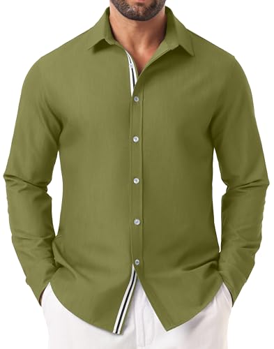 Sailwind Men's Casual Button Down Long Sleeve Shirt Untucked Business Dress Shirts