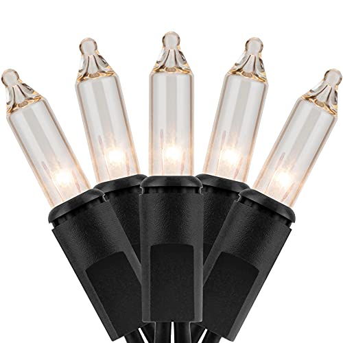 YULETIME 200 Clear Christmas String Lights 2-Set 21 ft 100 ct Black Wire