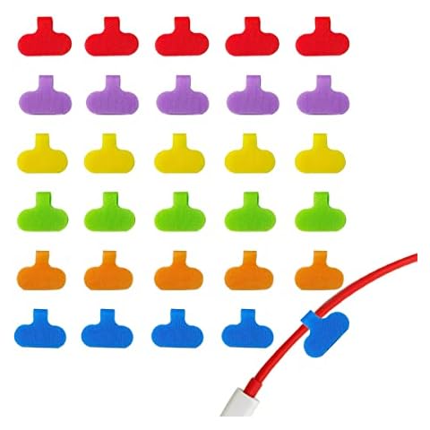 30 PCS Cable Labels, Cord Labels, Wire Labels, Cable Labels for Electronics, Multicolor Cable Labels, Cord Label, Writable Oval Cable Tags, for Management and Ldentification Cover