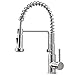 Friho Lead-Free Commercial Brushed Nickel Stainless Steel Single Handle Single Lever Pull Out Pull Down Sprayer Spring Bar Sink Kitchen Sink Faucet, Brushed Nickel Kitchen Faucets