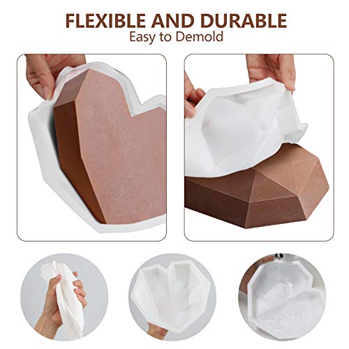 image for phixilin Silicone Mold for Chocolate - Diamond Heart Mousse Cake Mold 