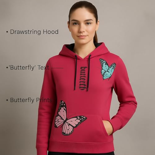 Image of Raves Womens Stylish Printed Hoodie | Trendy Cotton Fleece Hooded Sweatshirt for Women & Girls | Full Sleeve Winter Wear Pullover