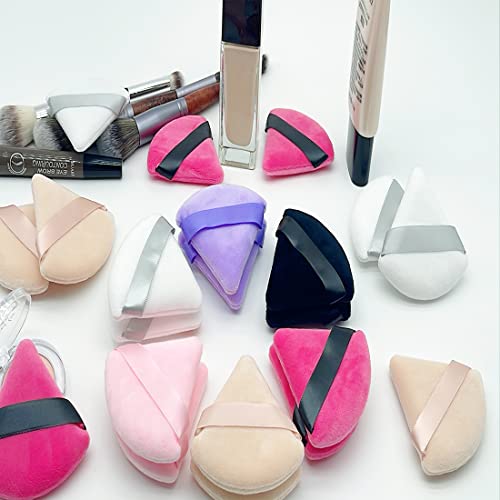 6 Pcs Powder Puff Face Makeup Puffs,Triangle Wedge Shape Soft Velour Powders Puffs For Loose Mineral Powder Body Powder Cosmetic Foundation Wet Dry Beauty Makeup Tool #TOP5