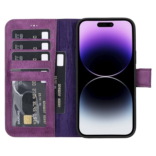 Étui portefeuille cuir iPhone 15 Plus coque magnétique avec porte-cartes