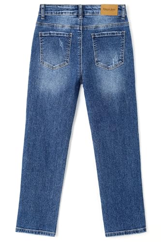 KIDSCOOL SPACE Girls Jeans, Ripped Holes Stretch Denim Pants2