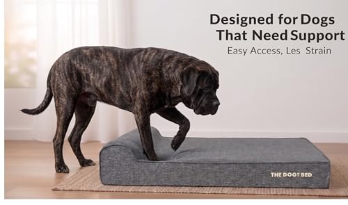 The Dog’s Bed – Orthopaedic Memory Foam Bed with Headrest, Waterproof Washable Cover, Anti-Slip Base, Calming Surface – CertiPUR-Certified Foam, Grey Linen, XL, 15cm Thick - Image 5