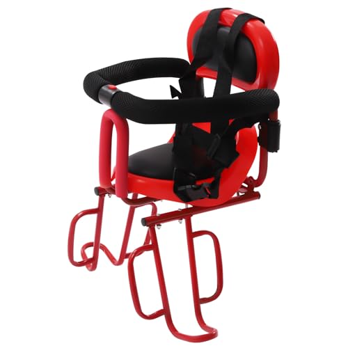 KWCWB Kids Bike Seat, Adjustable Rear-Mounted Child Bike Seat with Guardrail Baby Bike Seat with Foot Pedals for Children 6 Months to 6 Years - Fits Electric, Folding, and Fixed Bar Bicycles (Red)