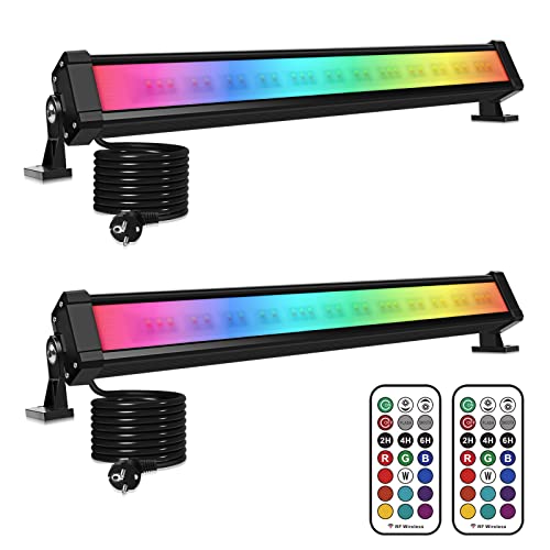 Projecteur Led RGB Barre 42W CLV Spot LED Couleur avec Télécommande RF 360 ° Barre LED RGB Multicolore et Luminosité Réglable Éclairage LED RGB Minuterie et Mémoire Lampe LED RGB Étanche IP66 pour Bar