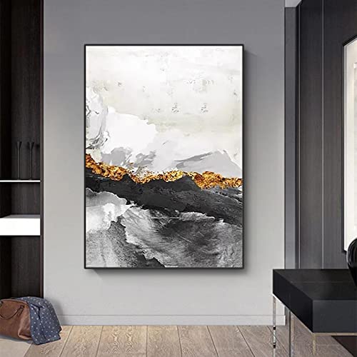 Peinture murale salon pour habiller un mur vide avec un grand paysage abstrait encadré 50x70