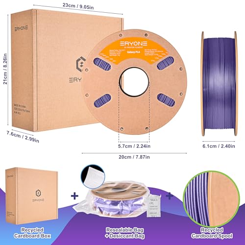 Image of ERYONE Galaxy PLA 3D Printer Filament, Sparkle Glitter PLA, 1.75mm + /-0.03mm, 1kg(2.2LBS) /Spool, Christmas Filament, Galaxy Purple