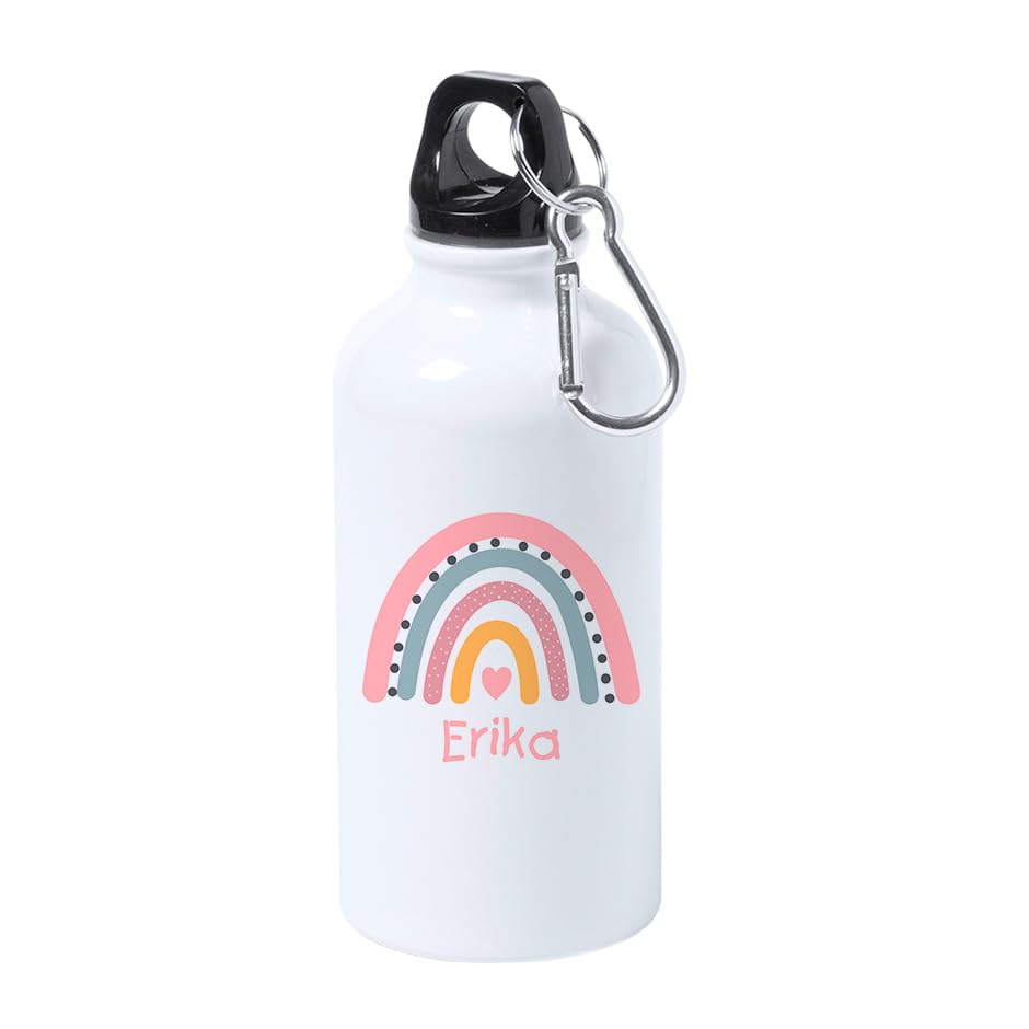 Genérico Botella Personalizada Niño Niña Nombre Botellas de Agua Aluminio Regalo (Arcoiris)