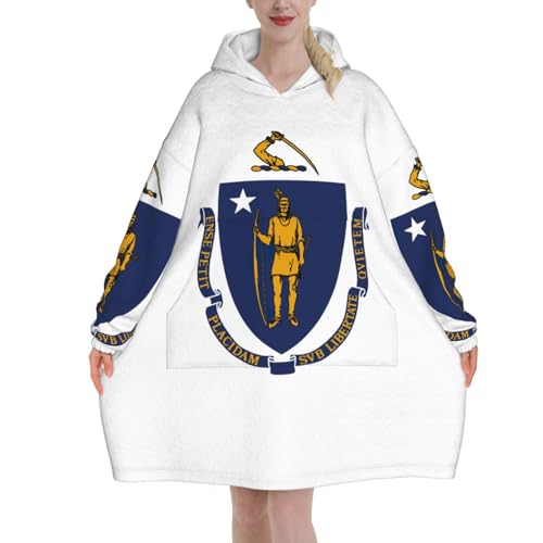 Couverture à capuche flanelle épaisse Massachusetts chaude avec poche
