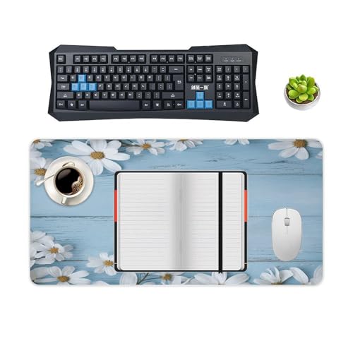 Mousepad grande de escritorio azul claro con base de goma miniatura 4