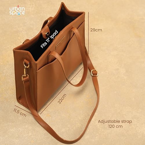 Image of Urban Space Women Tote Bag with Laptop compartment, Handbag for Work, Ladies purse, Stylish Shoulder Bag, Laptop ipad Tote Bags For Office Use, Gift for Women