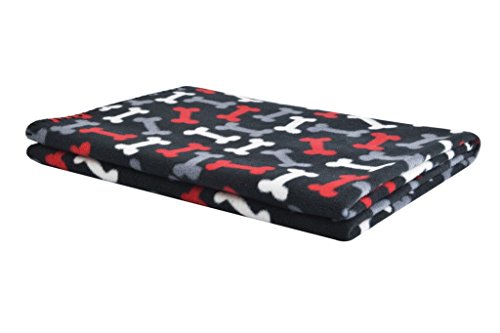 PUPTECK Fleece Pet Dog Beds Blanket Puppy Cat Blankets and Throws for Car Crate Couch Cover,Black Large