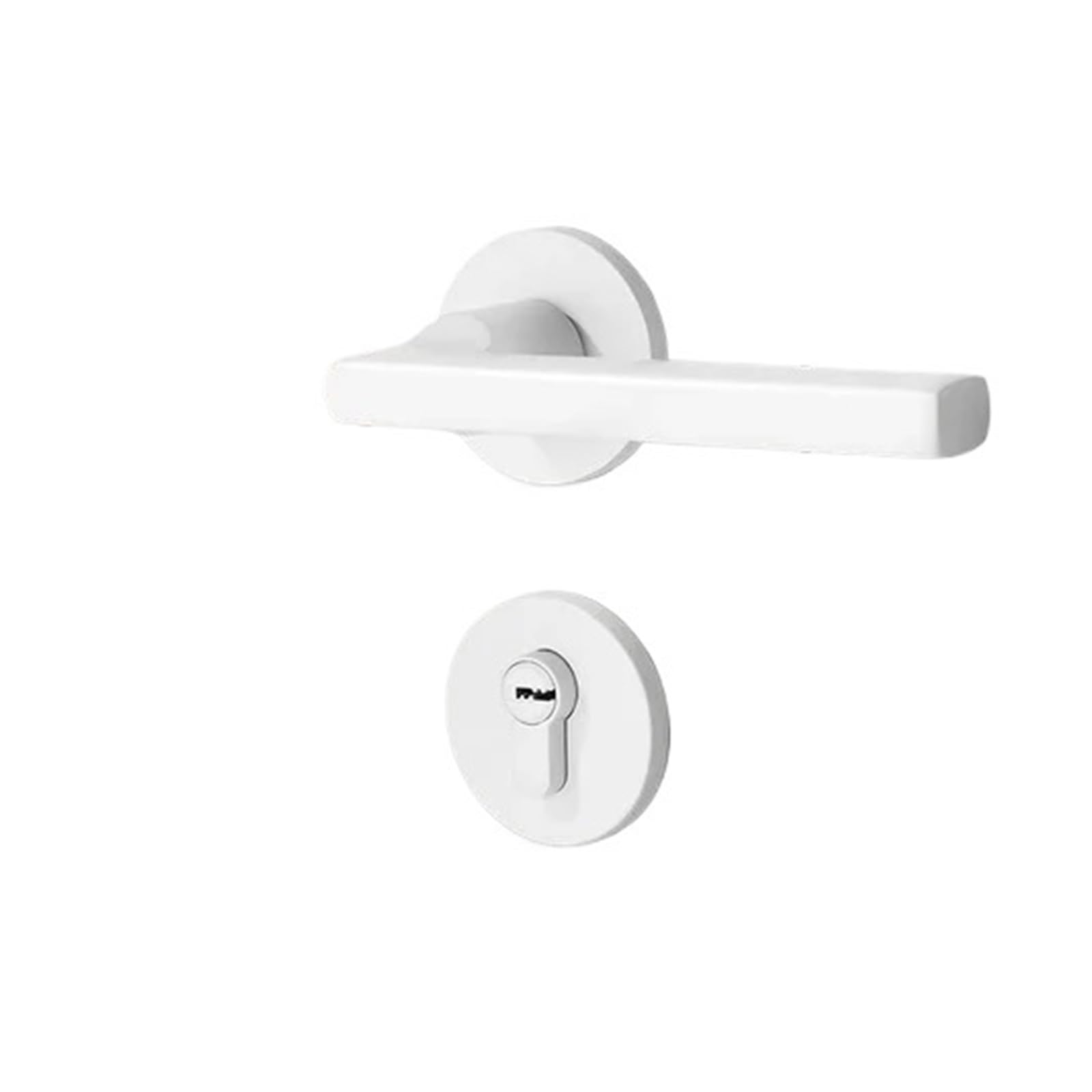 Indoor Door Lock, 1 Set of Aluminum Alloy White Indoor Home Bedroom Door Handle Lock with Key(E-58mm)