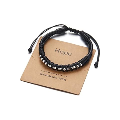 Harlermoon Morse Code Bracelets Adjustable Braided Wrist Bracelets Secret Morse Code Leather Bracelet Gift for Men Father Day Gift Cover