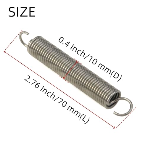 Image of Mcredy Double Hook Extension Spring,0.4 Inch(10 mm) Diameter,Length 2.76 Inch(70 mm)
