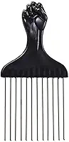 Pente Garfo Profissional para Cabelo com Dentes Metálicos, Cabo Ergonômico, Preto