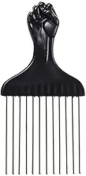 Pente Garfo Profissional para Cabelo com Dentes Metálicos, Cabo Ergonômico, Preto