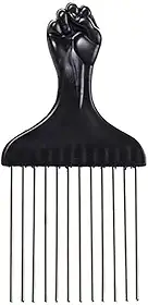 Pente Garfo Profissional para Cabelo com Dentes Metálicos, Cabo Ergonômico, Preto