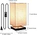 Minerva Wood Table Lamp - Solid Fabric Shade Bedside Desk Lamps for Bedroom, Living Room, Study (Square)