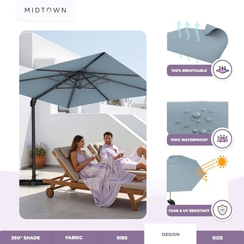 Image of Midtown Umbrellas Grande Square - 9 x 9 Ft Cantilever Umbrella