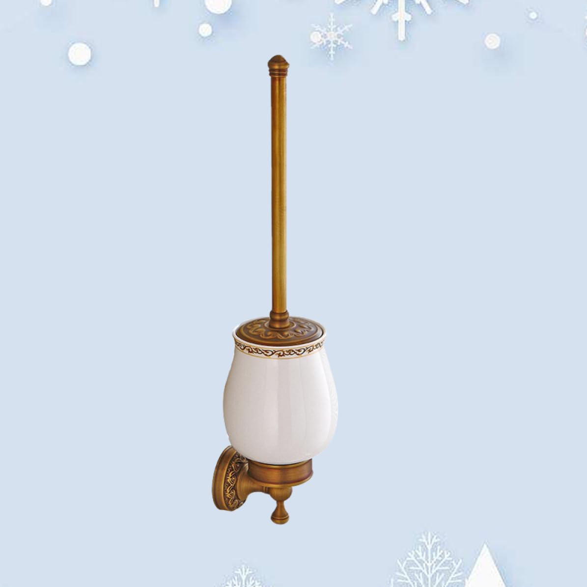 Set Spazzolone Bagno in Rame Vintage Supporto da Parete Kit Accessori Bagno Compatto Che Non Graffia e Ufficio