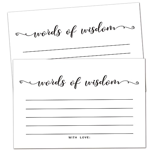 50 Words of Wisdom Advice Cards, Advice and Wishes Cards-Marriage or Wedding Advice Cards-Well Wishes for Bridal or Baby Shower Party Games, 4"x6" Cards