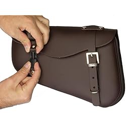 Maletas Sportster Iguana Custom - Alforja Cuero marrón para basculante con Cierres rápidos y Enganche candado especifica para Lado Izquierdo de Harley Davidson Sportster - Fabricada a Mano en España en autentica Piel