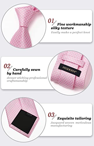 Image of HISDERN Ties for Men Solid Houndstooth Neckties Handkerchief Formal Business Tie & Pocket Square Set Wedding Party