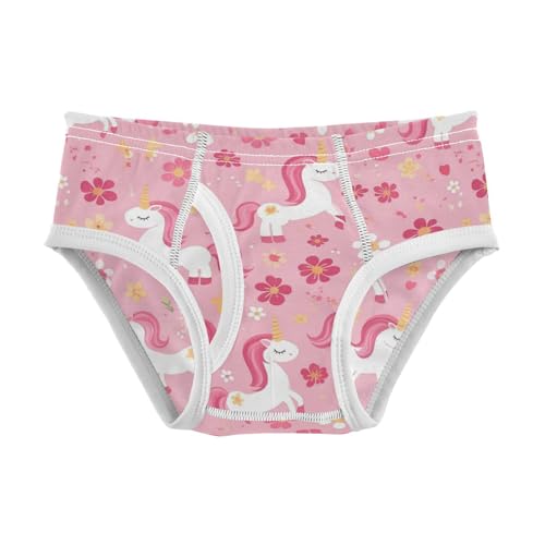 Wusikd Cute Pink Unicorns Boys' Underwear Cotton Flowers Boys Briefs Soft Toddler Underwear 2T