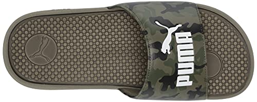 PUMA PUMA Cool Cat Slide Sandal, Dark Olive White, 13 US Unisex Little Kid