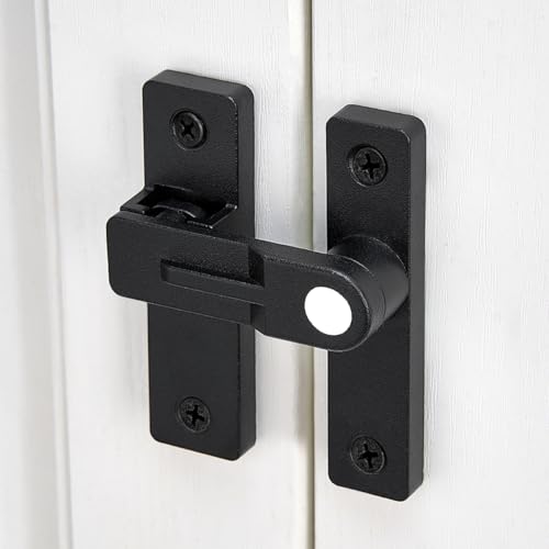 Image of Black Flip Barn Door Lock-180 Degree Barn Door Lock Privacy Security Latch - Elegant Gate Latch Hardware for Barn Doors,Gardens,Windows,Cabinets,Bathrooms,and Sliding Doors(Luminous)