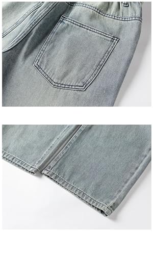 Men's Classic Straight Loose Jeans Vintage Elastic Waist Light Color Jeans3