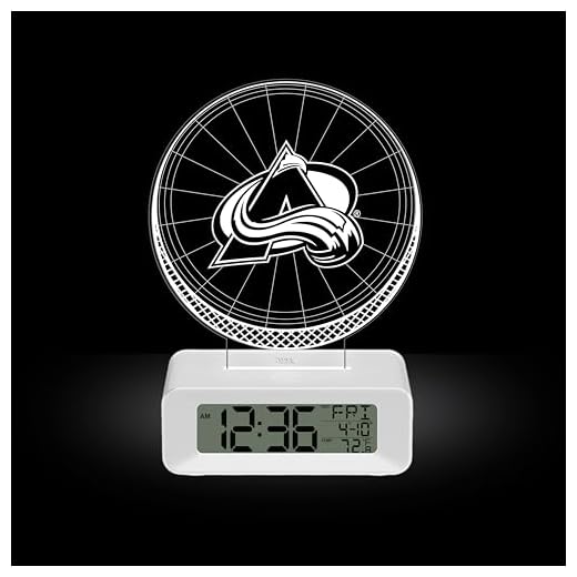 Game Time Colorado Avalanche LED Clock - Color Changing NHL 3D Illusion Hockey Puck Acrylic, White Base