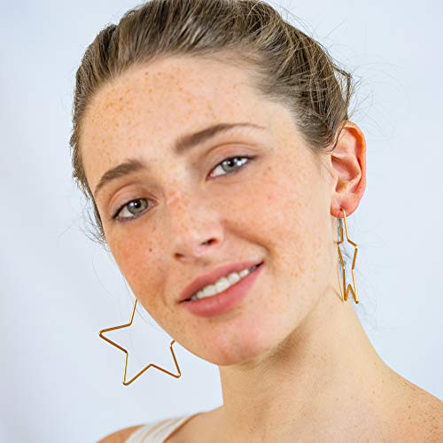 And Lovely 14K Gold Dipped Star Earrings - Hypoallergenic Lightweight Fun Statement Drop Dangle Earrings3