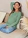 Long Sleeve Shirt for Maternity Trendy Crew Neck Tops Slim Fitting Pregnancy Blouses Light Green L
