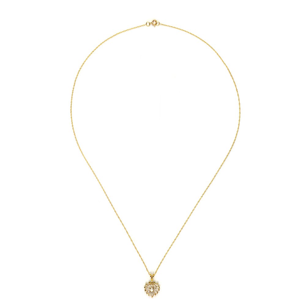 Ivy Gems 9ct Yellow Gold Birthstone & 0.015ct Diamond Heart Pendant with 46cm Chain