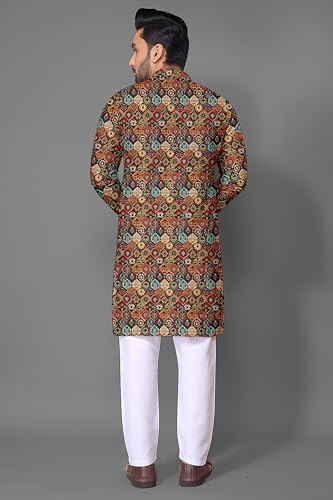 Image of LAXBON Men's Stylish Printed Kurta for Festivals & Functions(02-Long Kurta-Green XXL BZ)