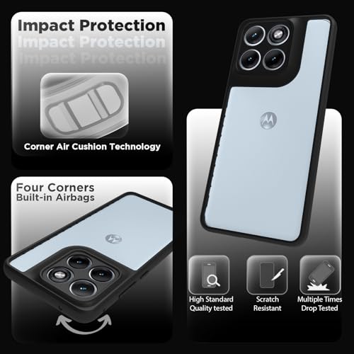 Image of RIGGEAR Shockproof Sleek Hybrid Armor Back Cover Case for Motorola Moto Edge 70 Fusion 5G (Clear PC + Black TPU Bumper)